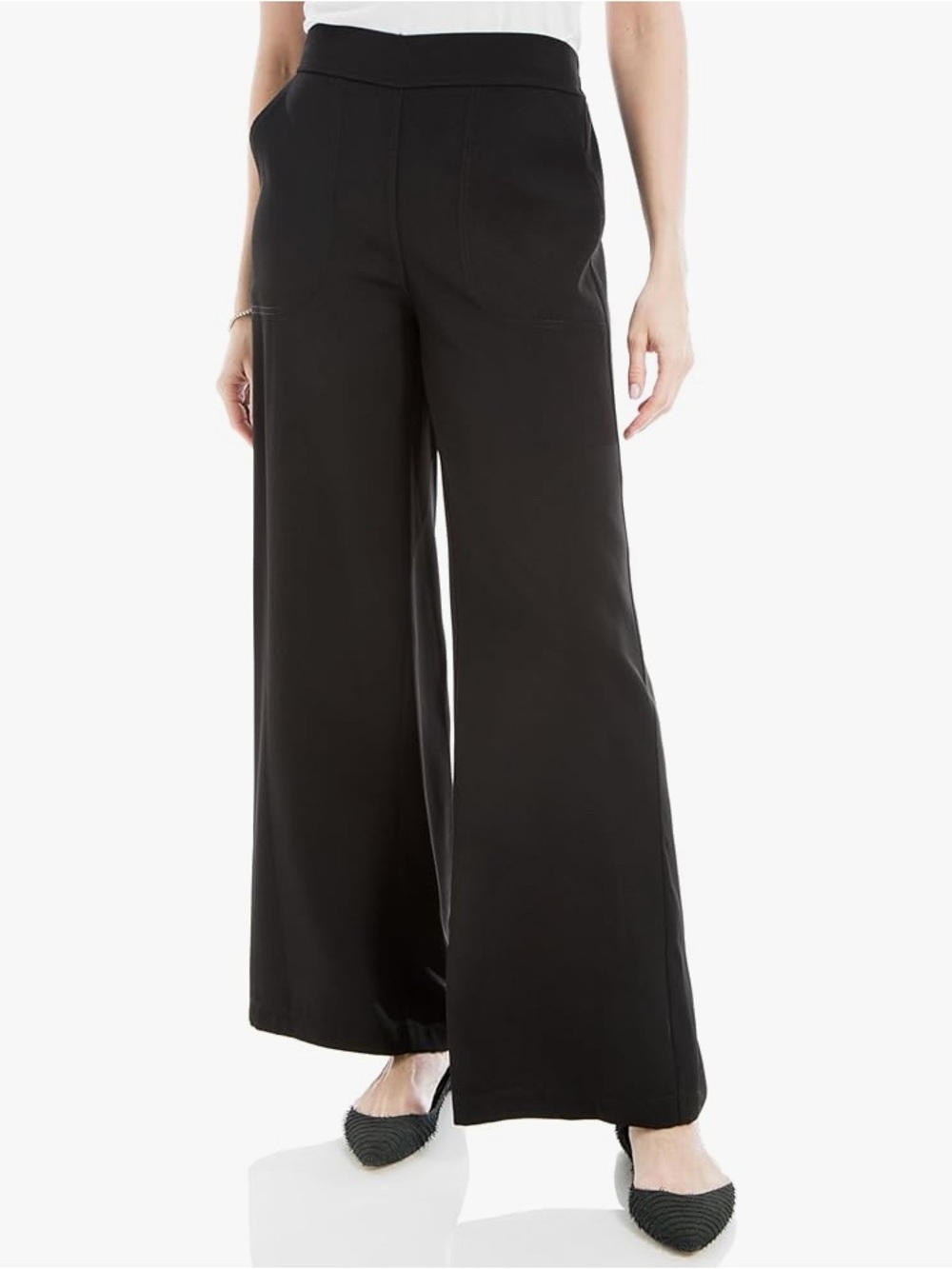 Max Studio Black Wide-Leg Pull-On Pants